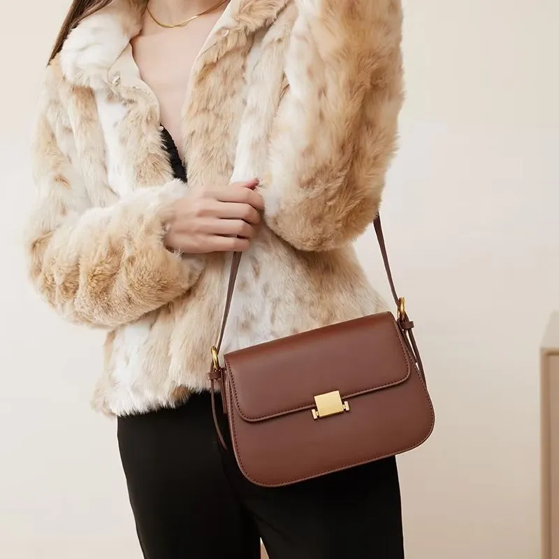 LeatherLux Chic Hasp Closure Shoulder Bag