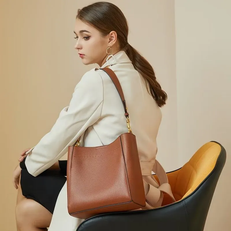 LeatherLux Embossed Zipper Shoulder Bag