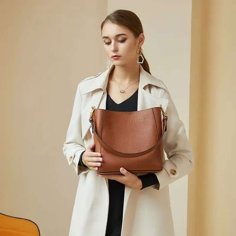 LeatherLux Embossed Zipper Shoulder Bag