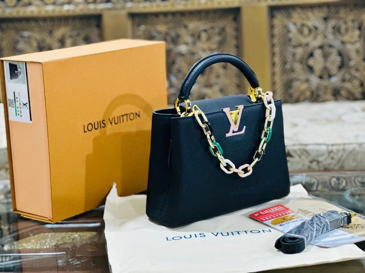 Louis Vuitton Capucines - Luxury Women's Bag (Black /Gold) 1