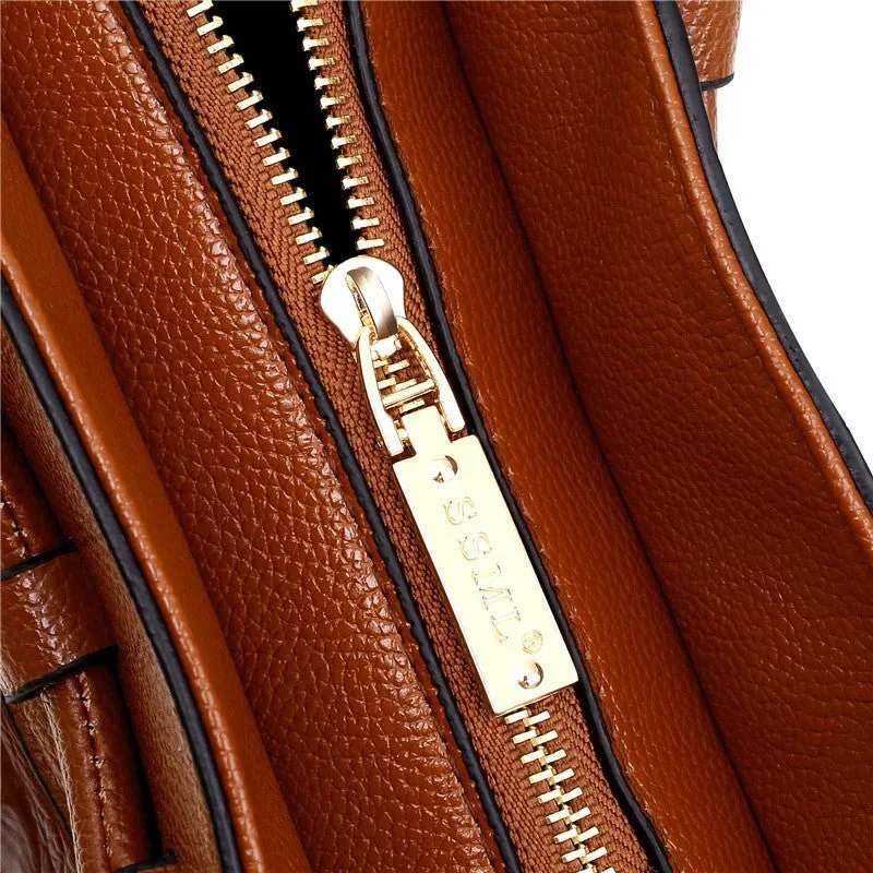 LuxeCroco Circular Handle Leather Shoulder Bag