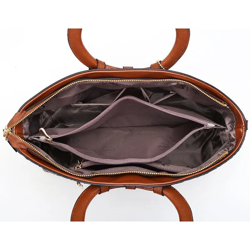 LuxeCroco Circular Handle Leather Shoulder Bag