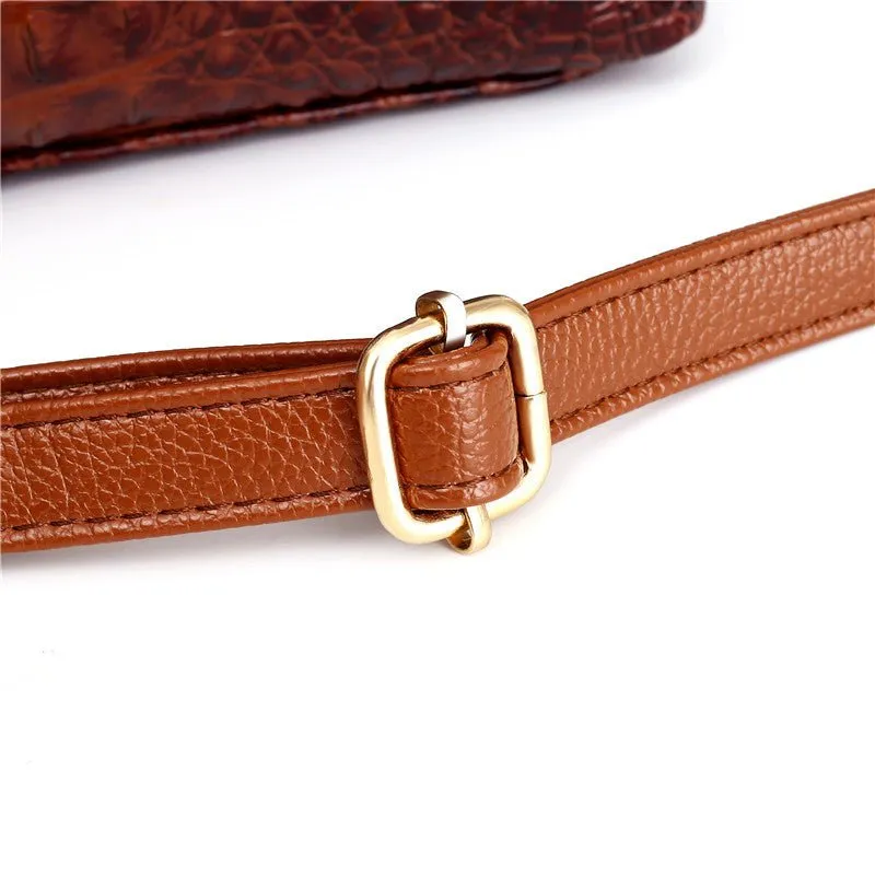 LuxeCroco Circular Handle Leather Shoulder Bag
