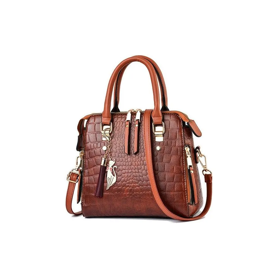 Luxury CrocTassel Zipper Shoulder Bag