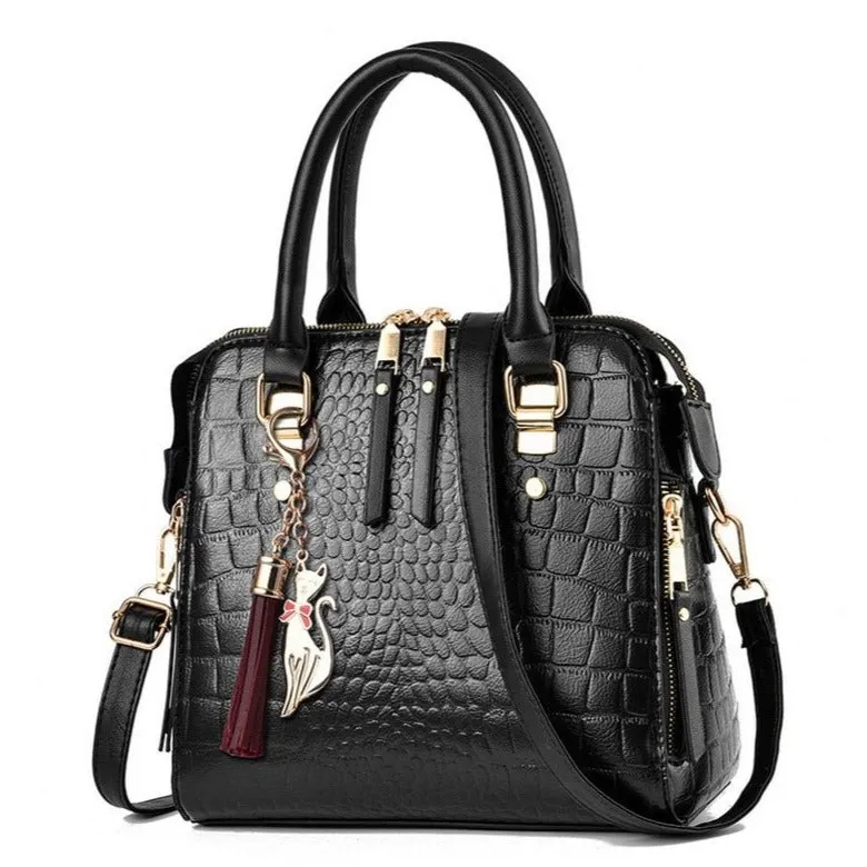 Luxury CrocTassel Zipper Shoulder Bag