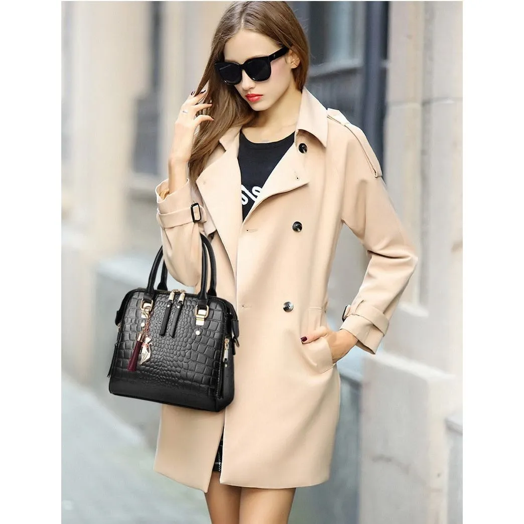 Luxury CrocTassel Zipper Shoulder Bag