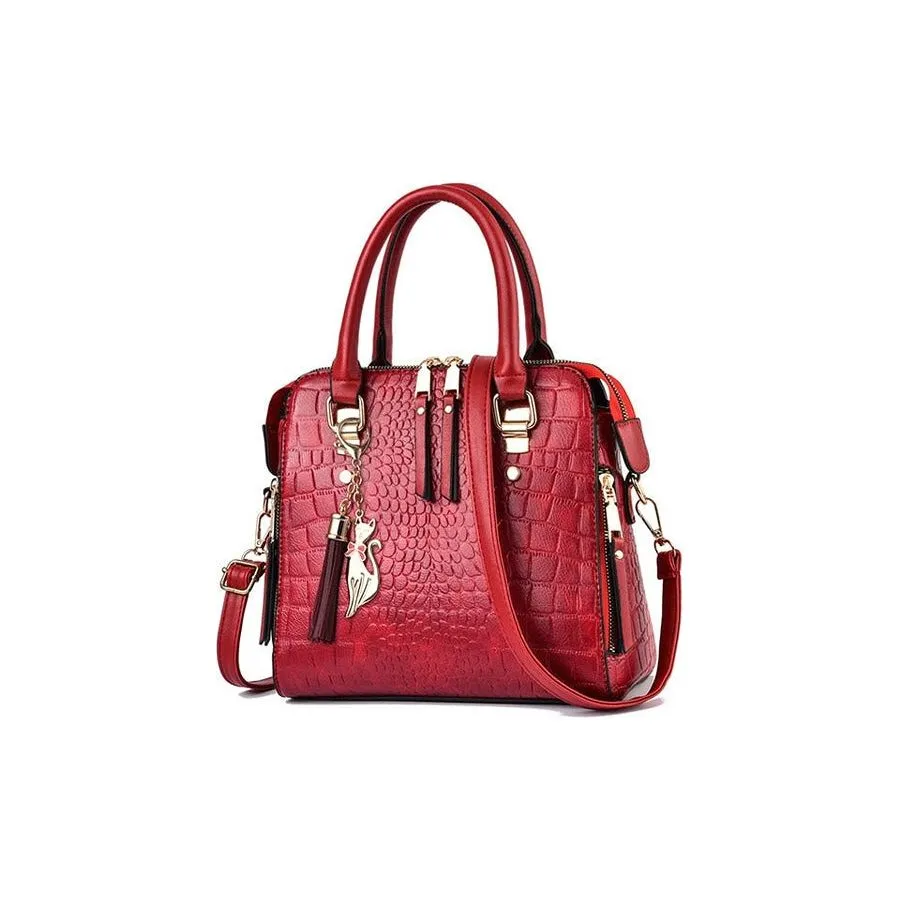 Luxury CrocTassel Zipper Shoulder Bag