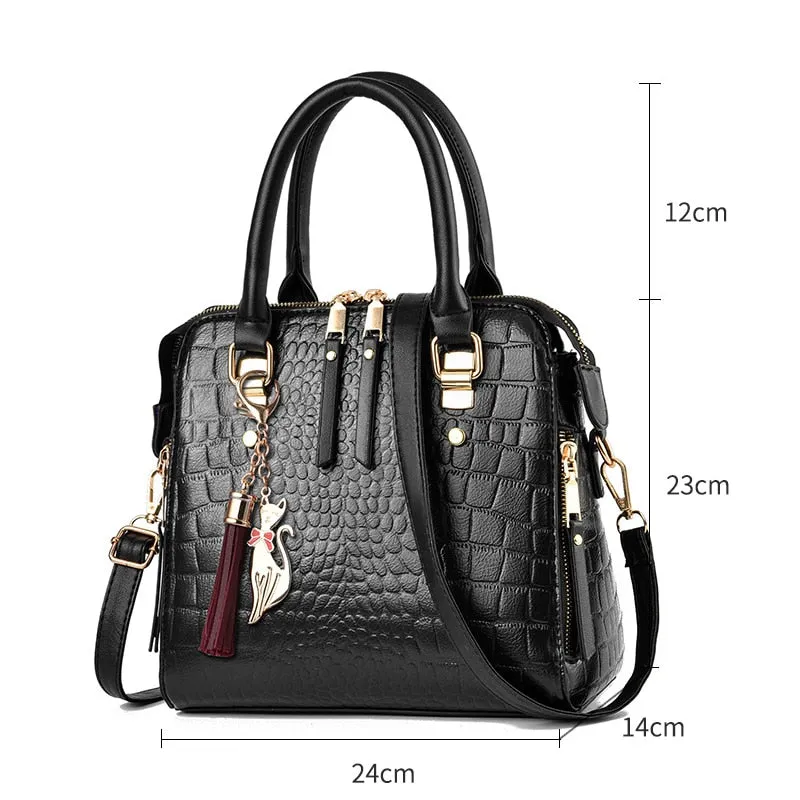 Luxury CrocTassel Zipper Shoulder Bag