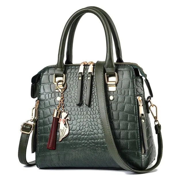 Luxury CrocTassel Zipper Shoulder Bag