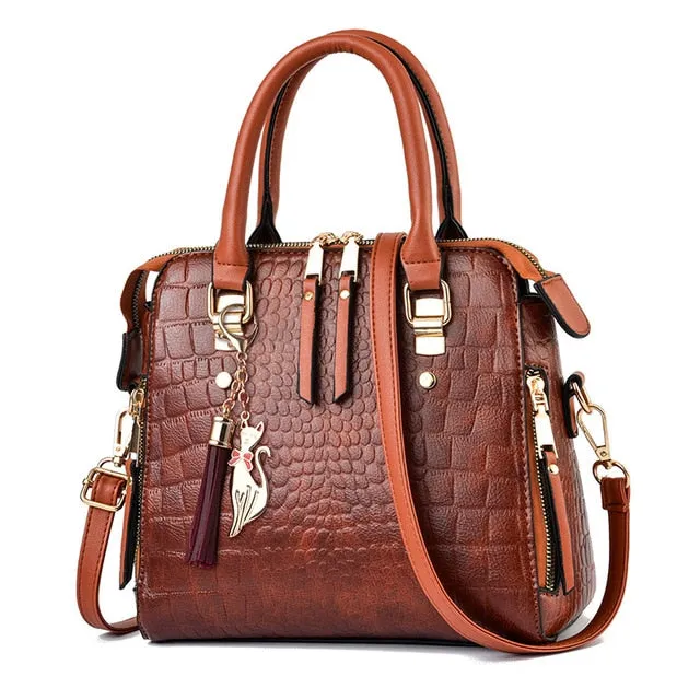 Luxury CrocTassel Zipper Shoulder Bag