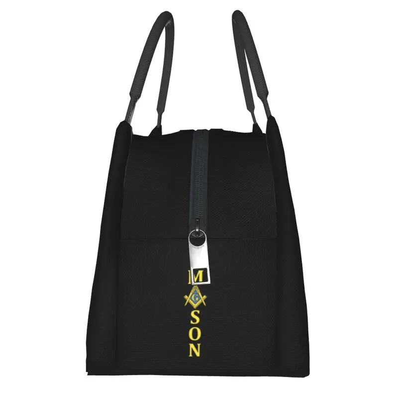 Master Mason Blue Lodge Lunch Bag - Golden Mason Square and Compass G Thermal Insulated