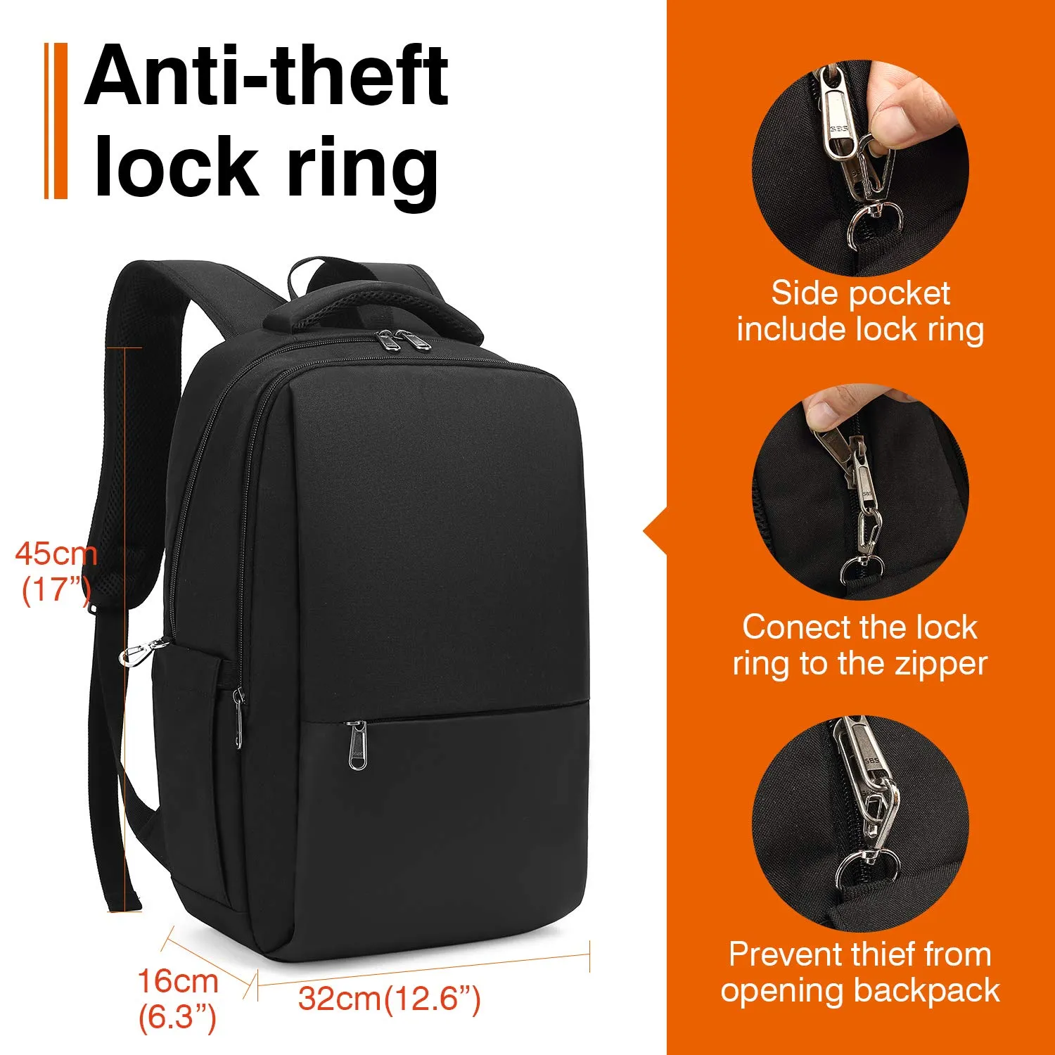 Men's Anti-Theft Laptop Backpack for Travel/Business/College 15.6 Inches
