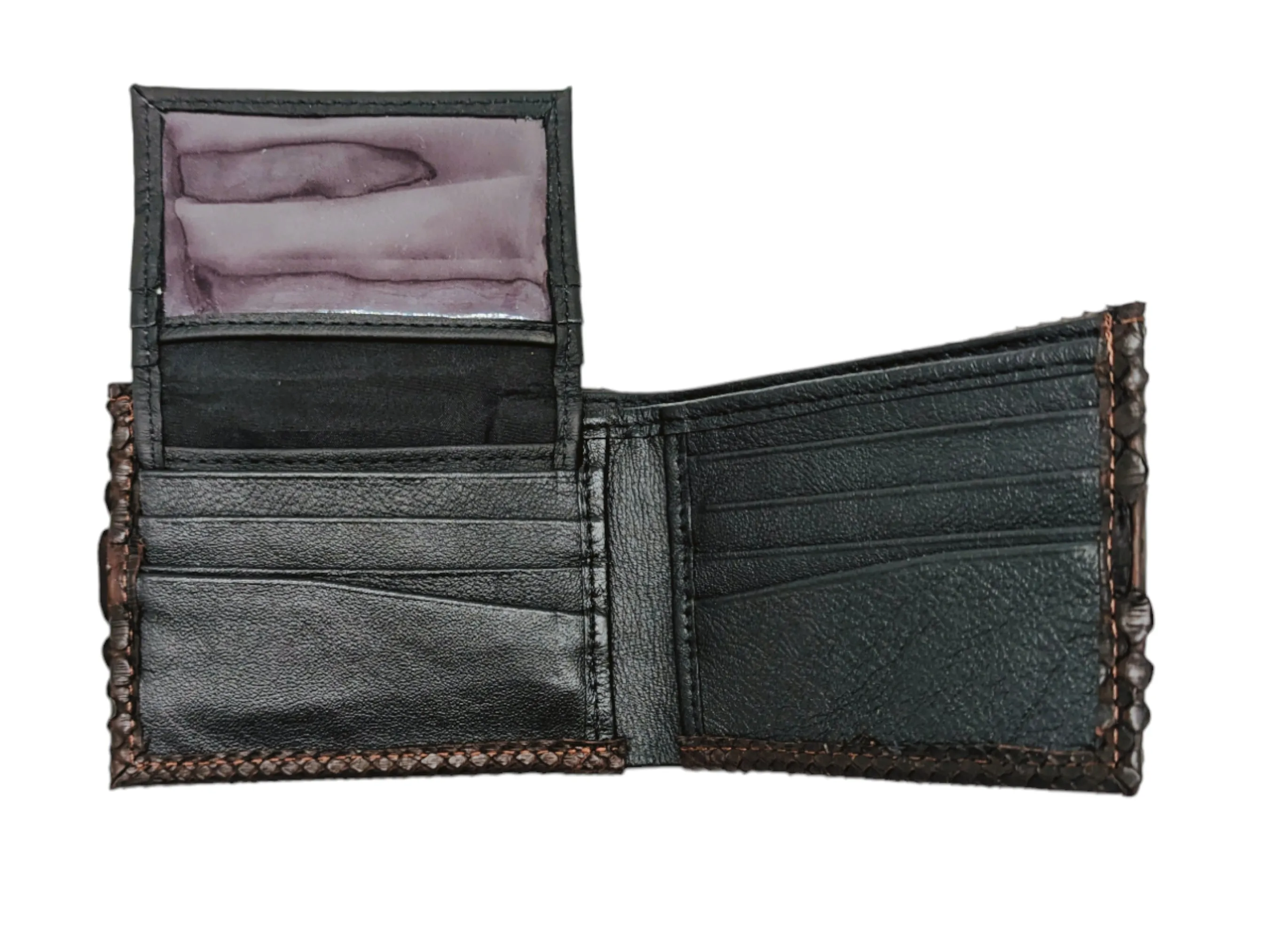 Men's Umber Brown Snakeskin Trifold Wallet