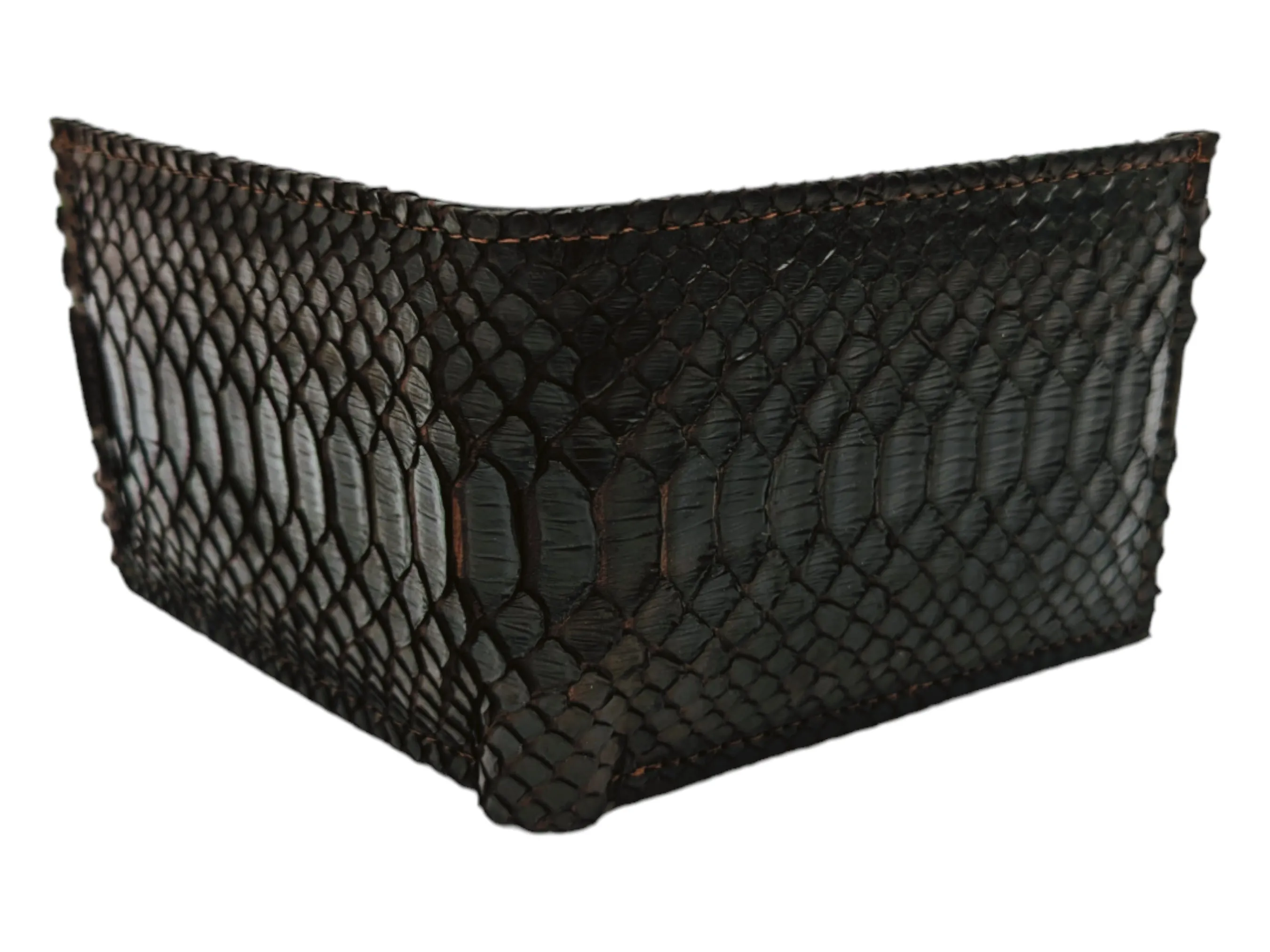 Men's Umber Brown Snakeskin Trifold Wallet