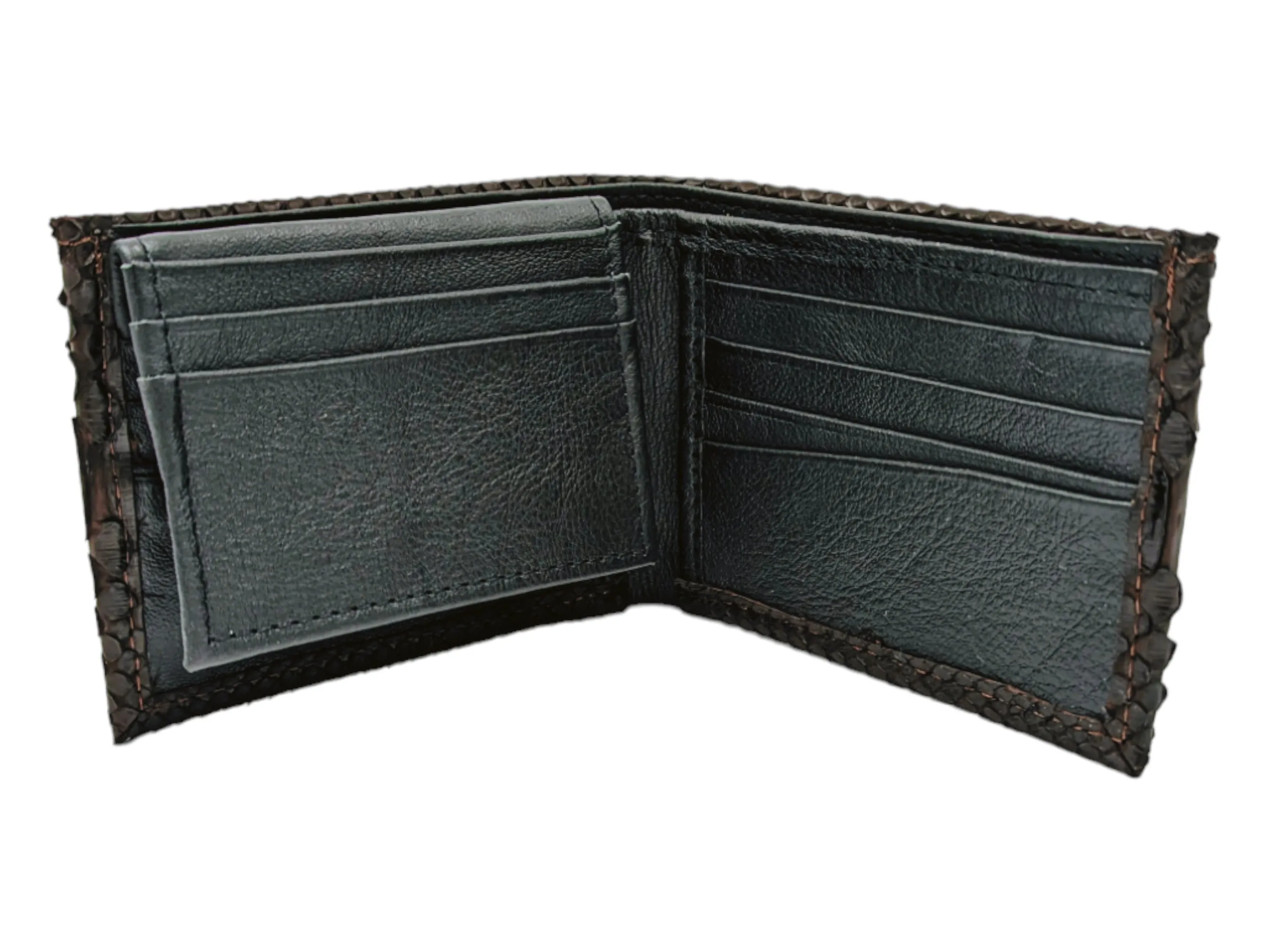 Men's Umber Brown Snakeskin Trifold Wallet