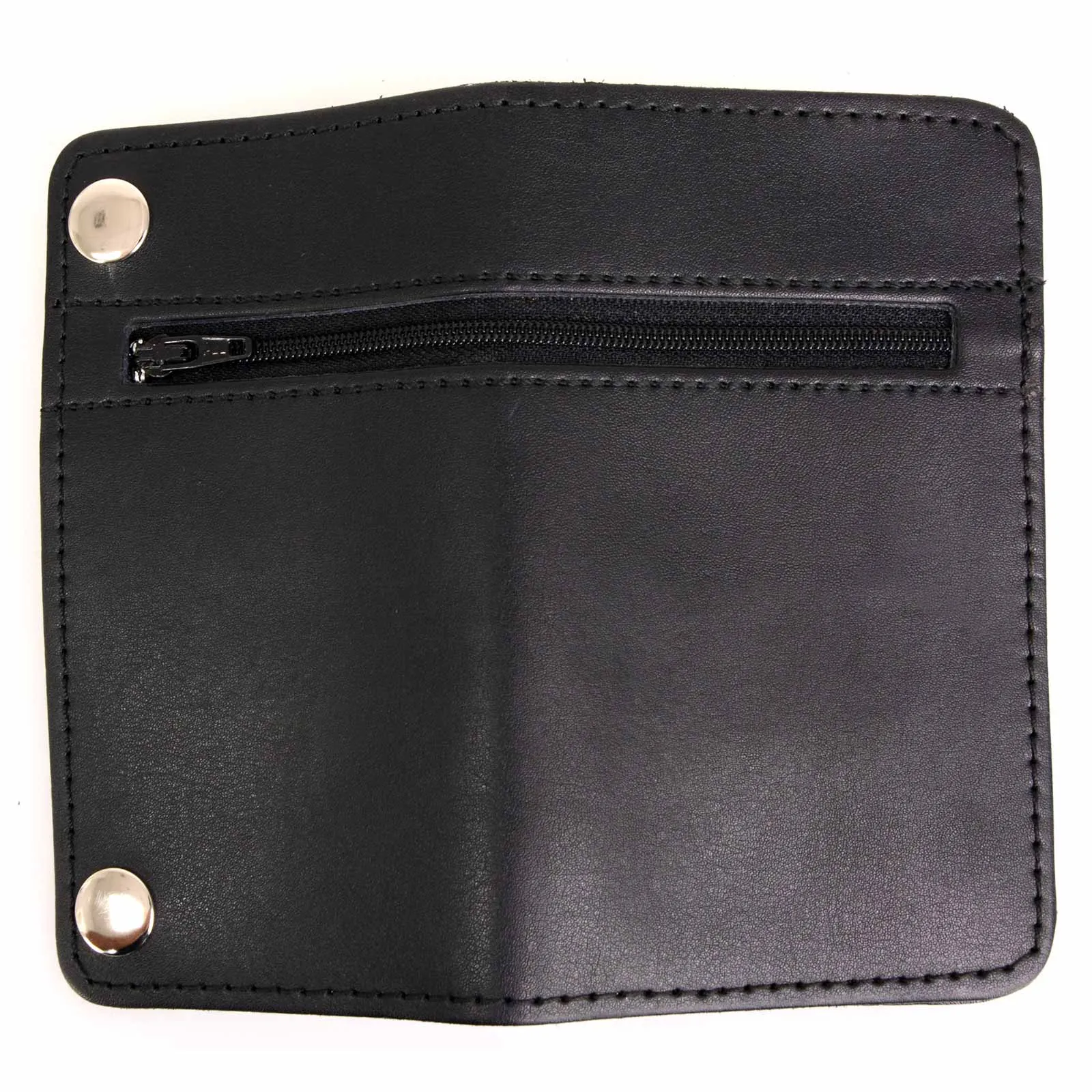 Milwaukee Leather MLW7882 Men's 6 Black Leather Biker Wallet w/ Outer Pocket - Bi-Fold Anti-Theft Stainless Steel Chain