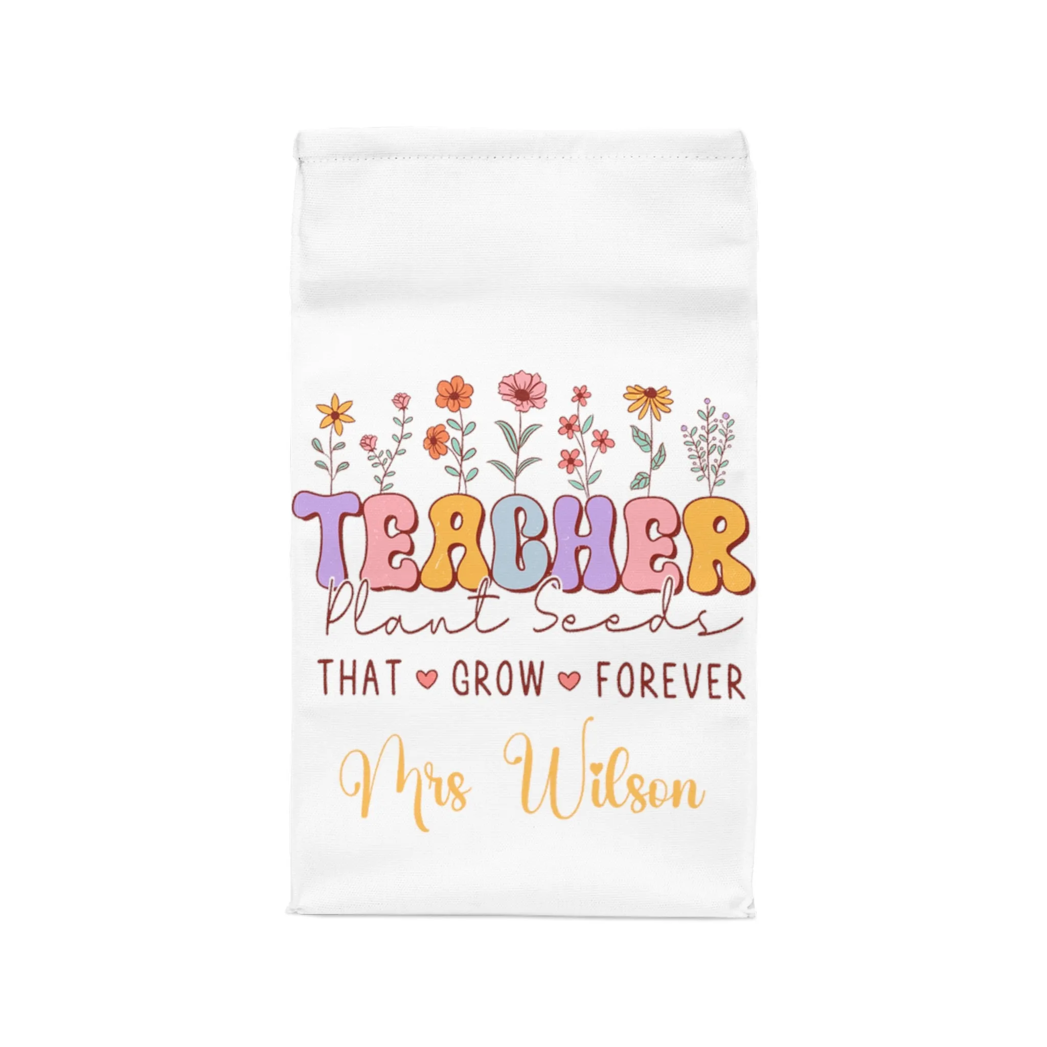 Personalised Insulated Lunch Bag, Teacher, Seeds that Grow Lunch Bag