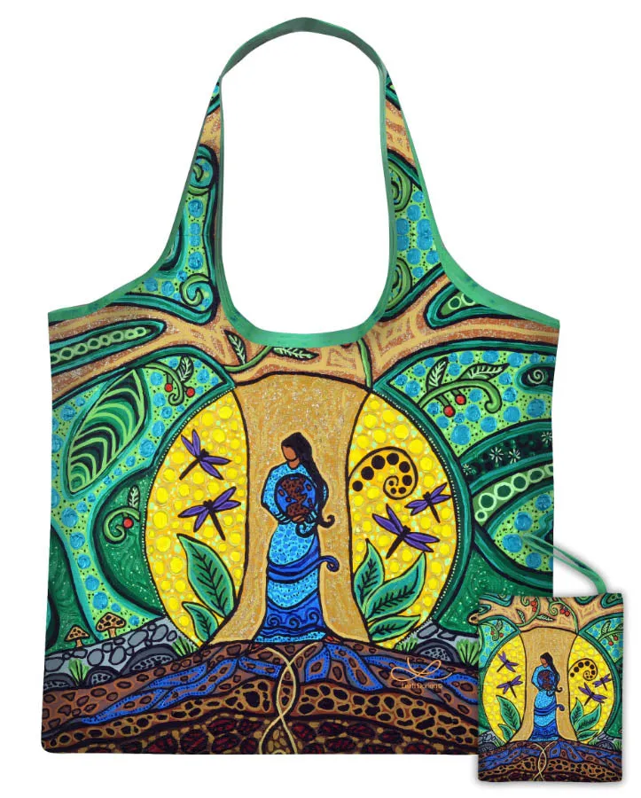 "Strong Earth Woman"  Reusable Shopping Bag by Métis Artist, Leah Dorion