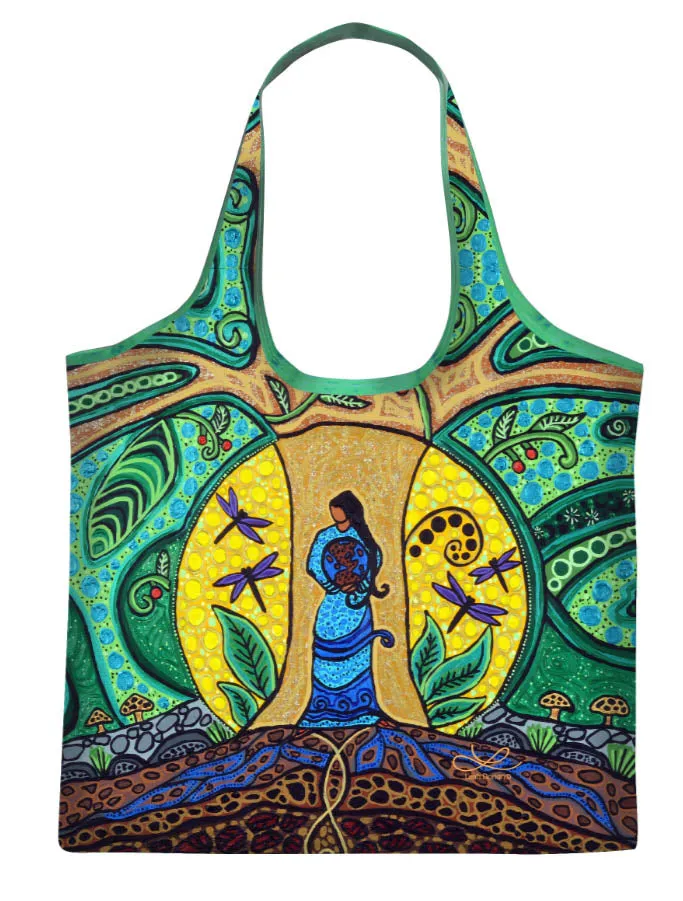 "Strong Earth Woman"  Reusable Shopping Bag by Métis Artist, Leah Dorion