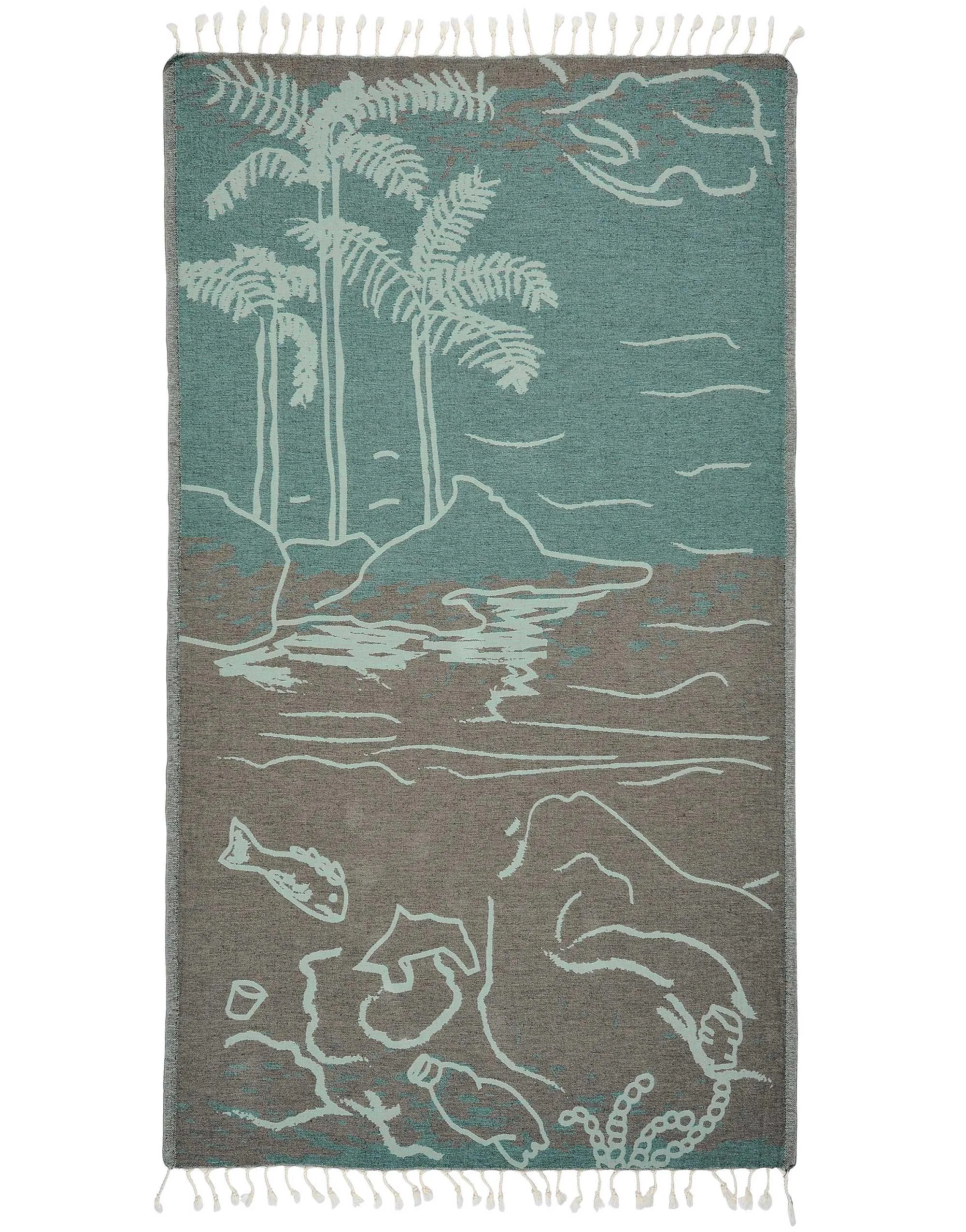 Set of 4 Turkish Beach Towels Nautical Series Pestemal 36"x63" , Island
