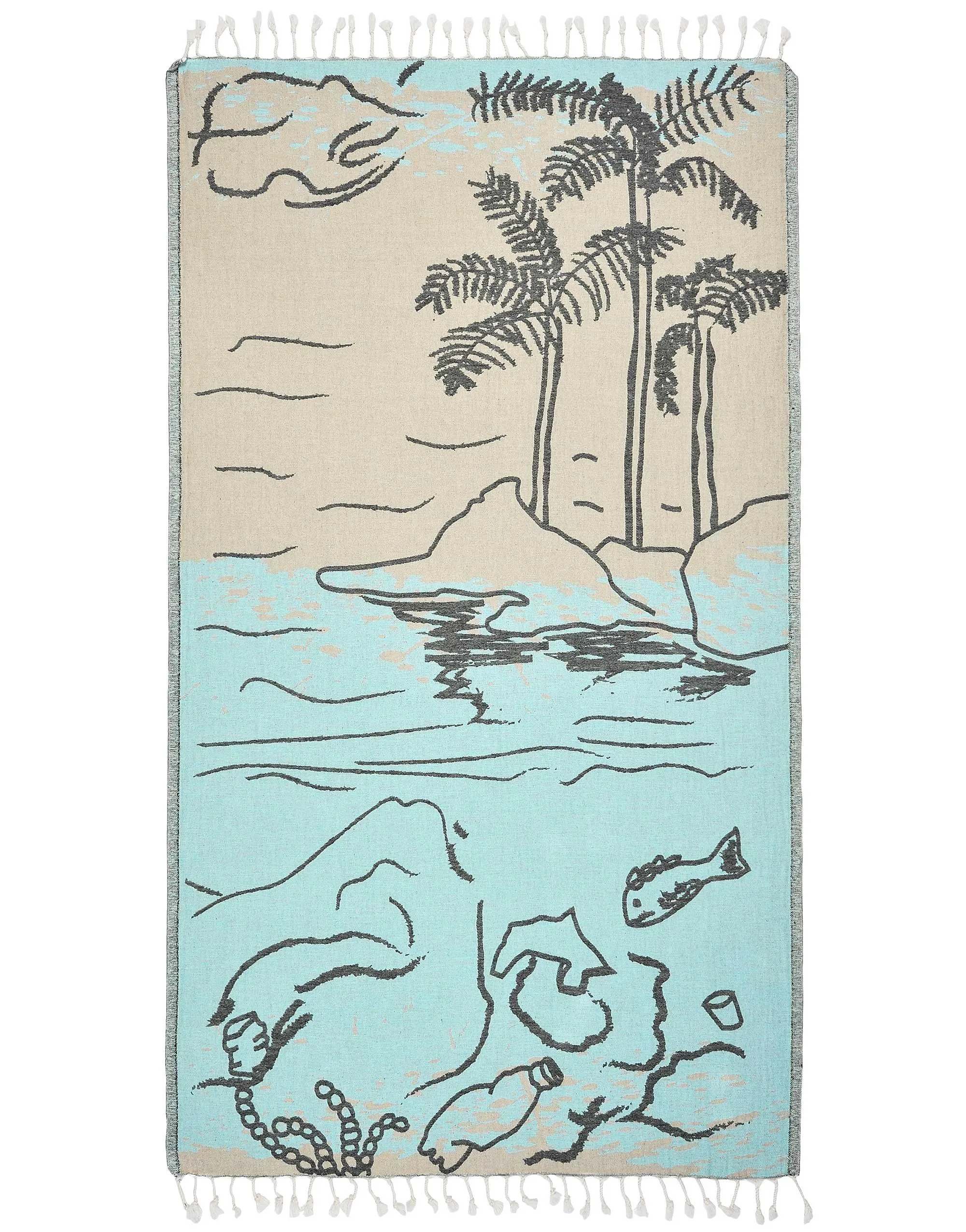 Set of 4 Turkish Beach Towels Nautical Series Pestemal 36"x63" , Island