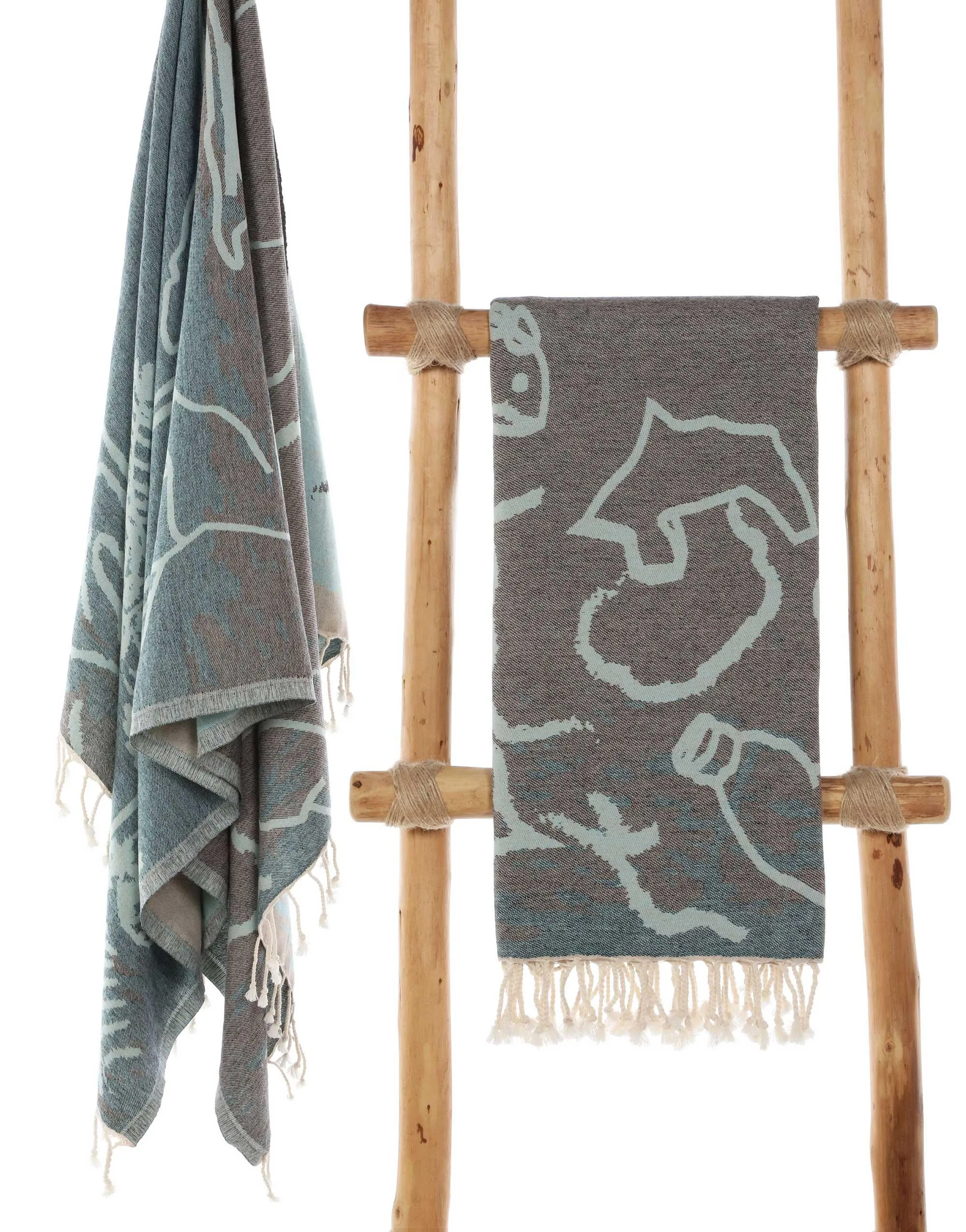 Set of 4 Turkish Beach Towels Nautical Series Pestemal 36"x63" , Island
