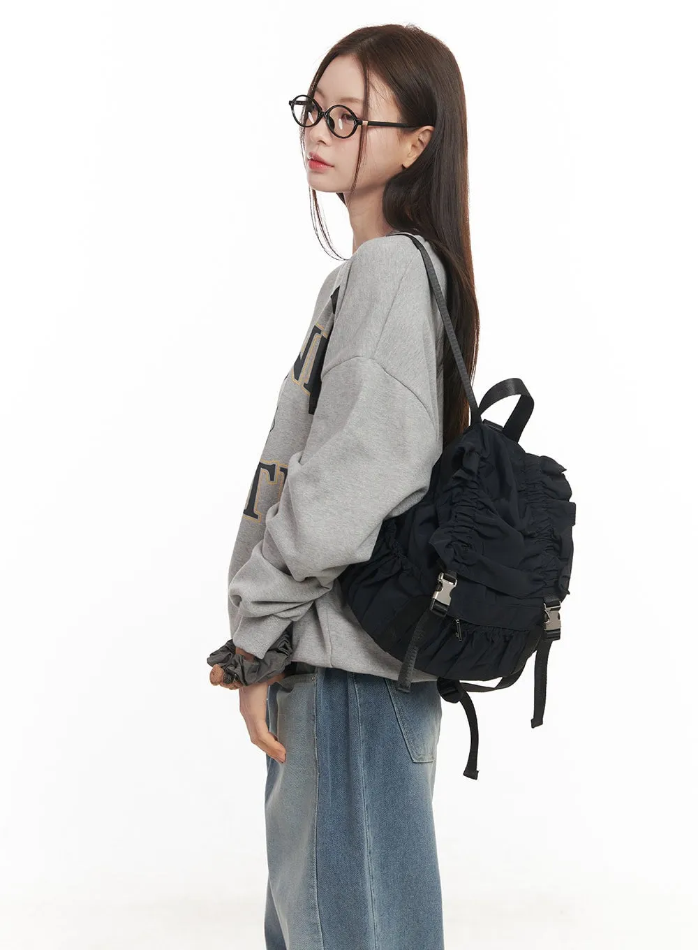 Shirred Buckle Waterproof Backpack CM511