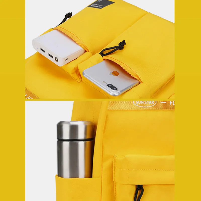 Solid Large Capacity Waterproof School Backpack