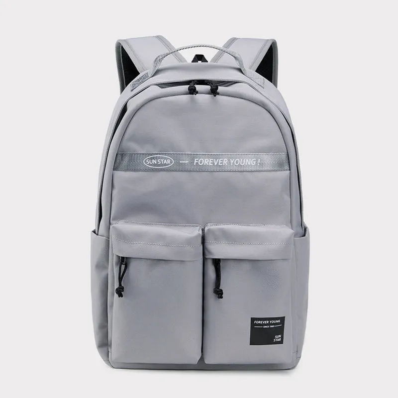 Solid Large Capacity Waterproof School Backpack