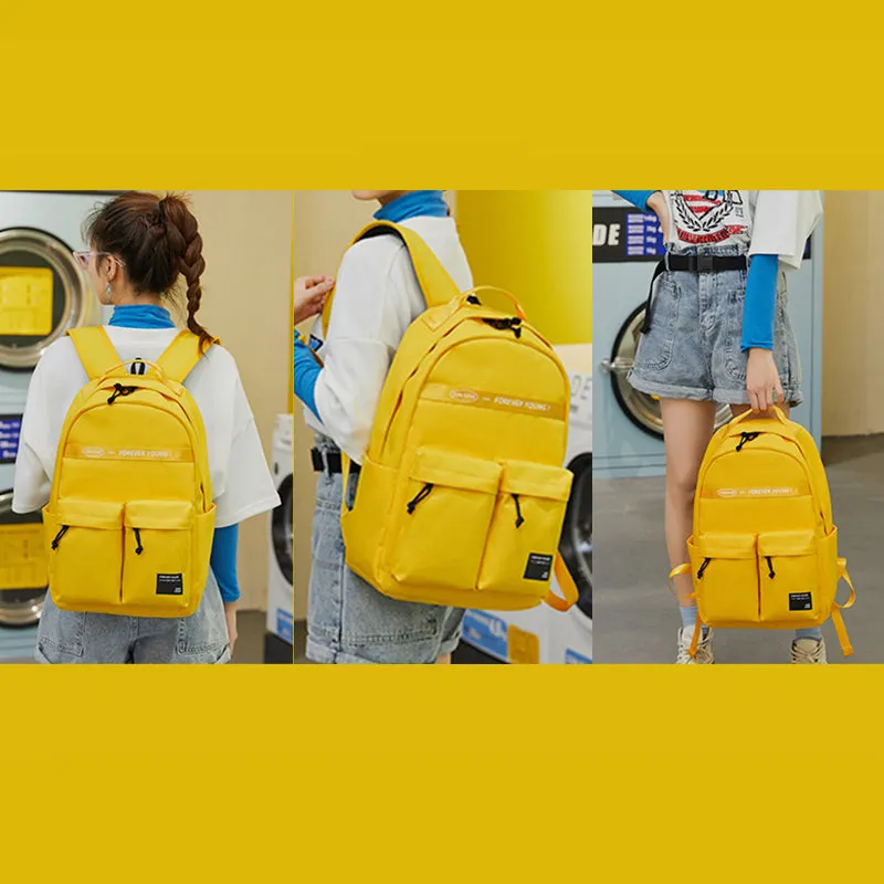 Solid Large Capacity Waterproof School Backpack