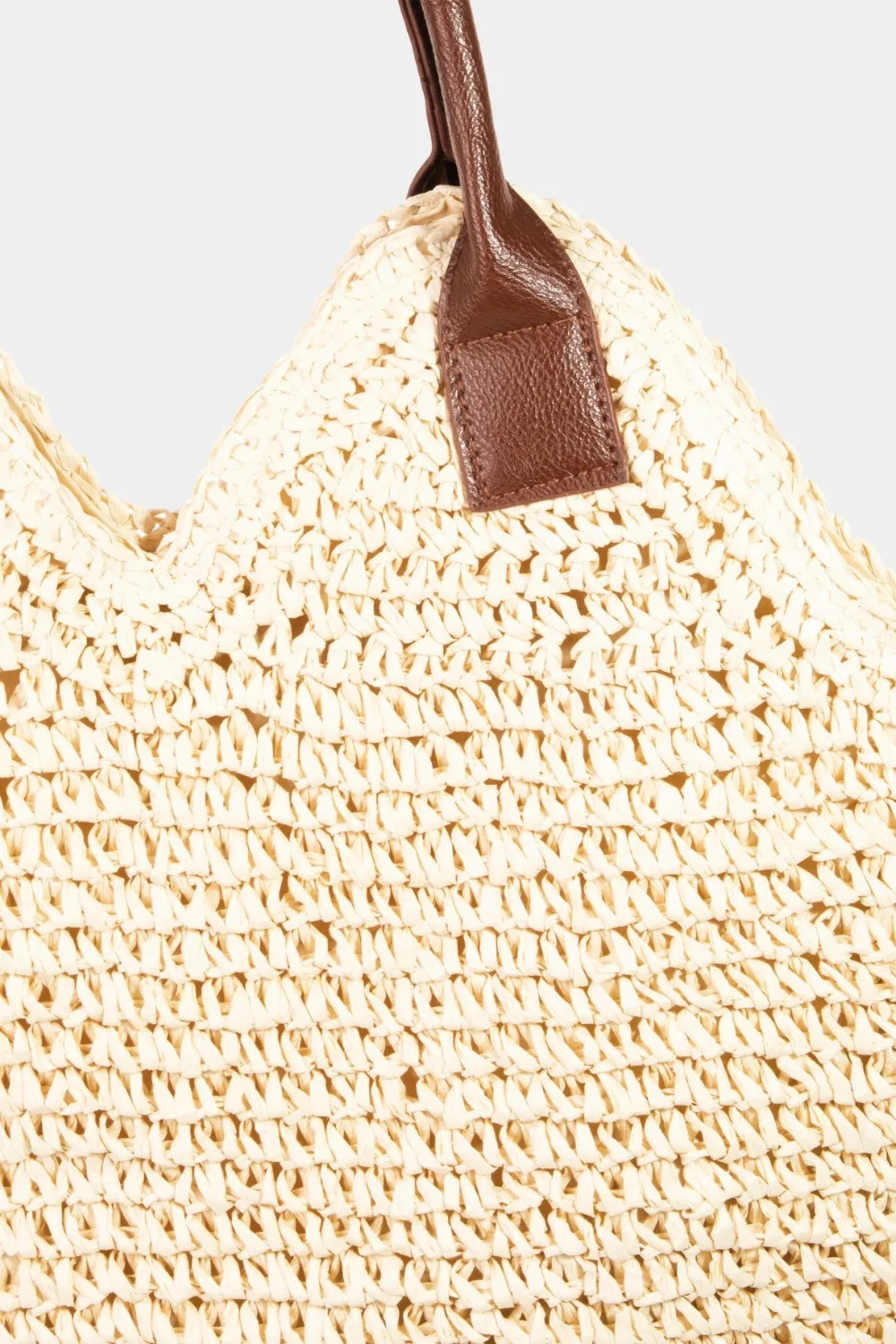 TEEK - Fame Straw Braided Faux Leather Strap Shoulder Bag