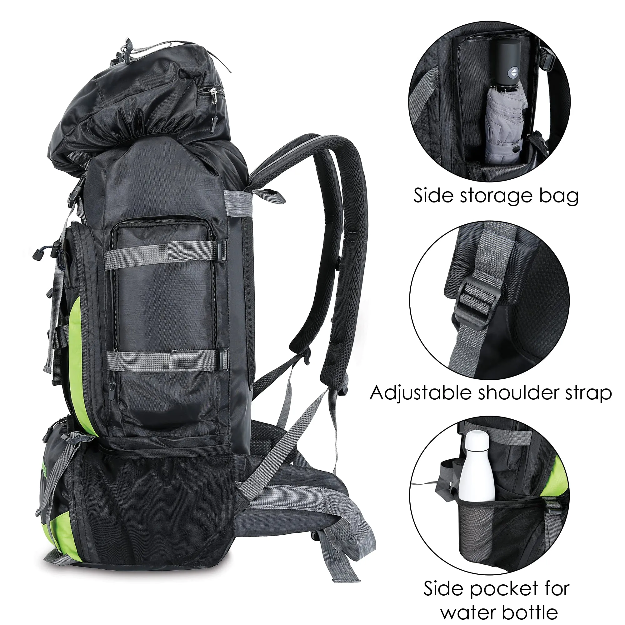 THE CLOWNFISH Summit Seeker 90 Litres Polyester Travel Backpack for Mountaineering Outdoor Sport Camp Hiking Trekking Bag Camping Rucksack Bagpack Bags (Dark Grey)