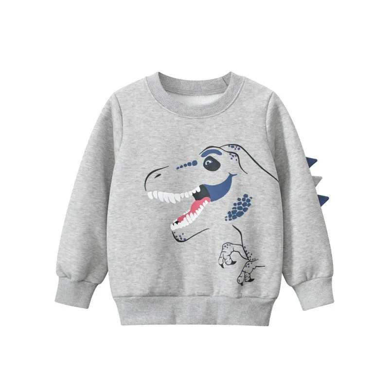 Toddler/Kid Boy Dinosaur Print Gray Sweatshirt
