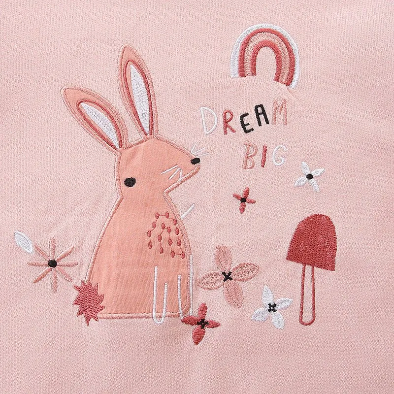 Toddler/Kid Girl Dream Big Bunny Embroidery Pink Sweatshirt