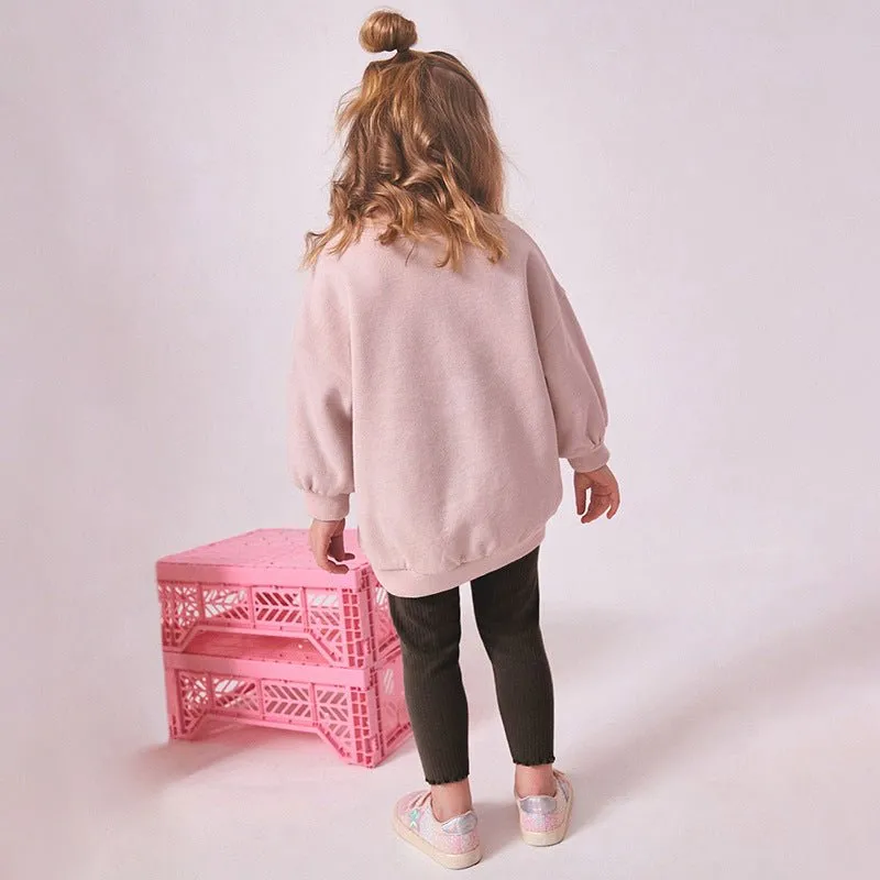 Toddler/Kid Girl's Little Panda Print Design Pink Sweatshirt with Leggings Set