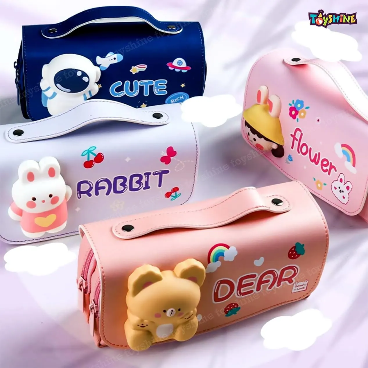 Toyshine Cute Large Capacity Pencil Case Pencil Pouch Handheld Pen Bag Soft Pencil Pouch for School Students Girls Boys - Pink