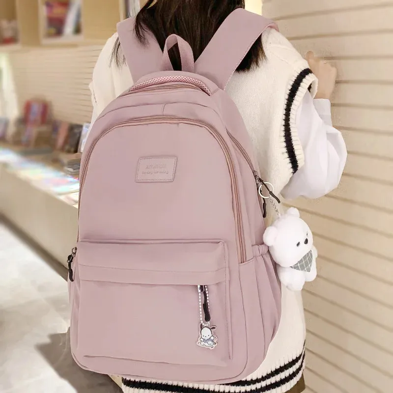UAKISS  -  Fashion Women Pink Waterproof Student Backpack New Girl Travel Leisure School Bag Lady Nylon Cute Book Female Laptop College Bag