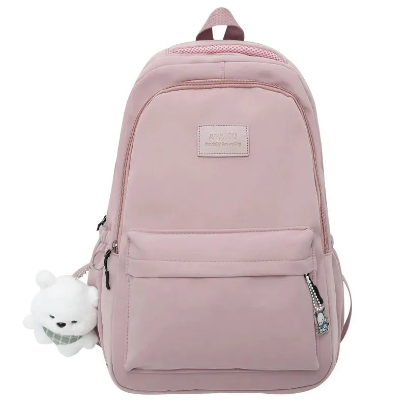 UAKISS  -  Fashion Women Pink Waterproof Student Backpack New Girl Travel Leisure School Bag Lady Nylon Cute Book Female Laptop College Bag