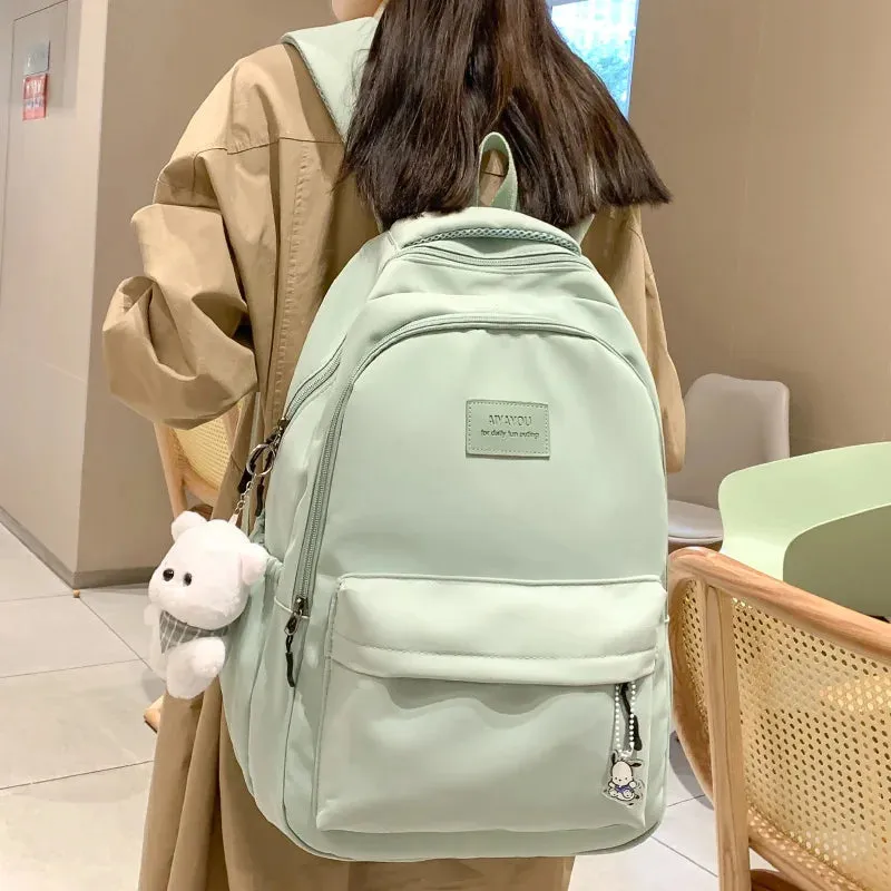 UAKISS  -  Fashion Women Pink Waterproof Student Backpack New Girl Travel Leisure School Bag Lady Nylon Cute Book Female Laptop College Bag
