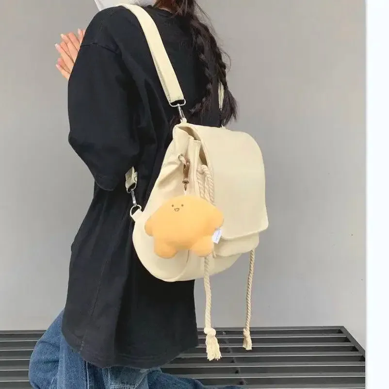 UAKISS  - Japanese Solid Color Versatile Backpack for Women College Durable Waterproof Backpack for Students Large Capacity Crossbody Bag