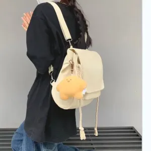 UAKISS  - Japanese Solid Color Versatile Backpack for Women College Durable Waterproof Backpack for Students Large Capacity Crossbody Bag
