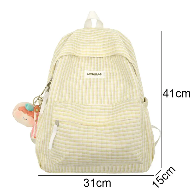 UAKISS  -  Lady Cute Plaid Book Fashion Female Travel College Backpack Girl Kawaii Nylon Lattice Leisure Backpack Women Laptop Student Bags
