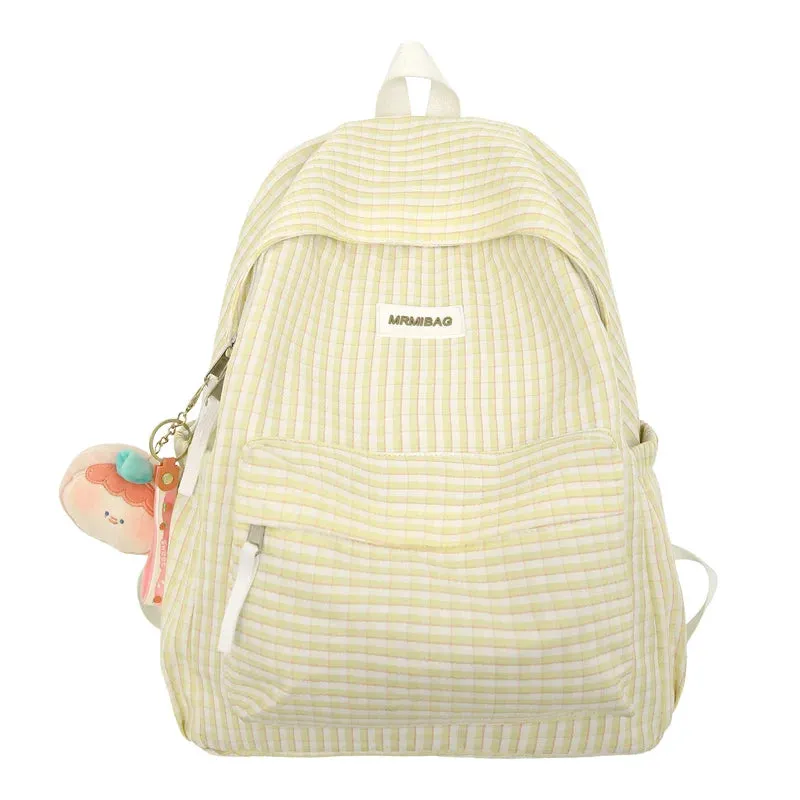UAKISS  -  Lady Cute Plaid Book Fashion Female Travel College Backpack Girl Kawaii Nylon Lattice Leisure Backpack Women Laptop Student Bags