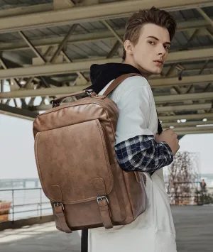 UAKISS  -   Leather Backpack with USB Charging Port,Waterproof Backpack Fit 15.6 inch Laptop, Large Capacity Suitable for Traveling