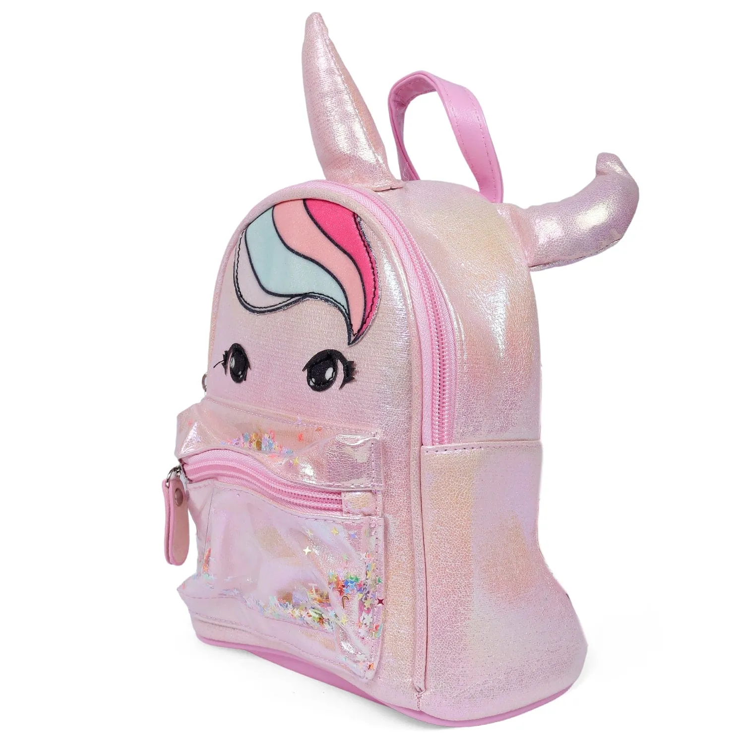 Unicorn Sequined Dual Tone Backpack Trendy Bag - Pink