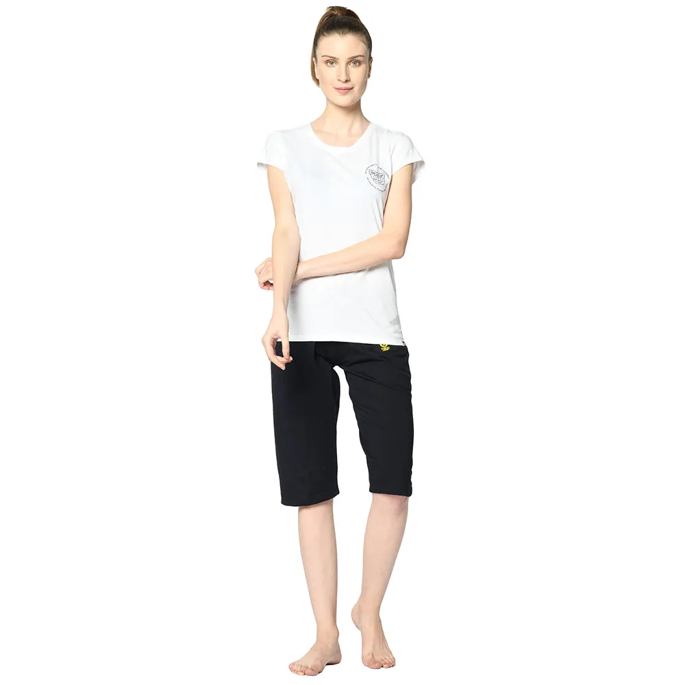 Vimal Jonney Blue 3/4th Capri For Women's