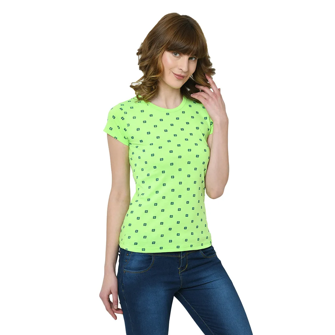 Vimal Jonney Green Half Sleeve T-shirt For Women's