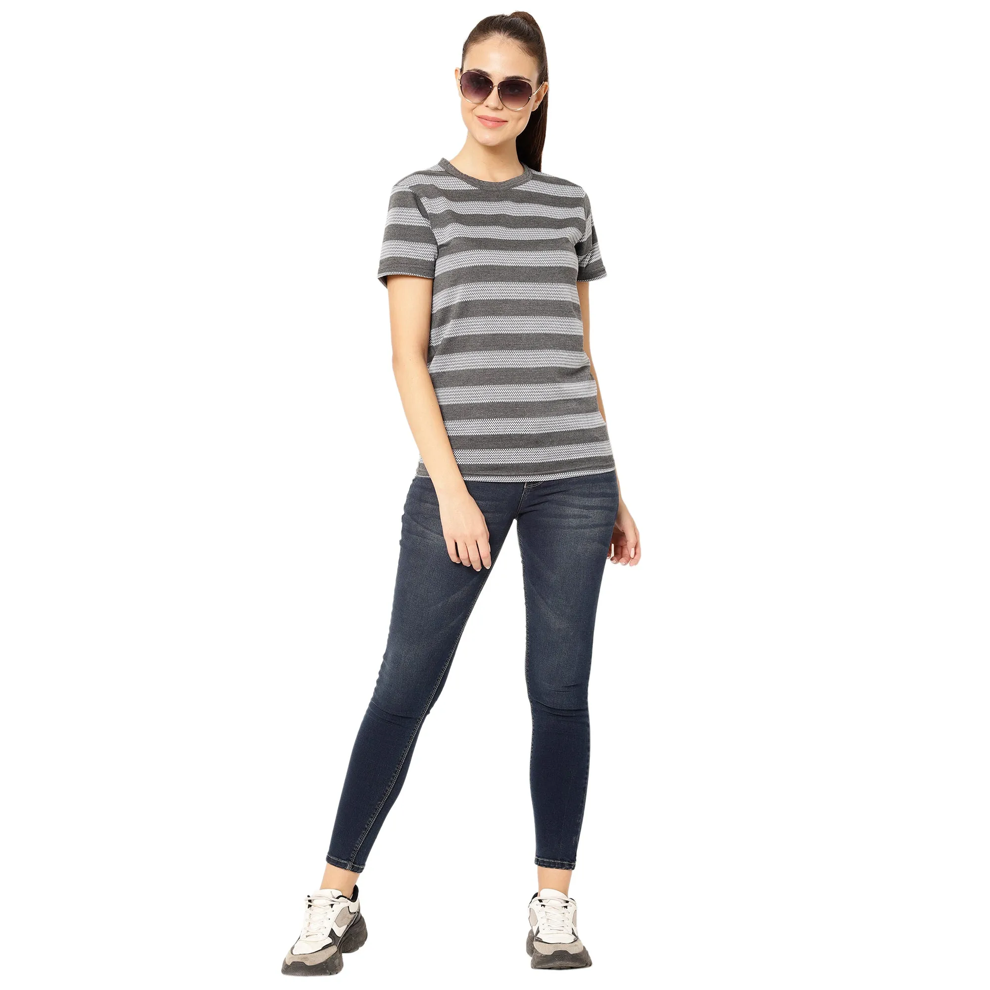 Vimal Jonney Grey Color T-shirt For Women
