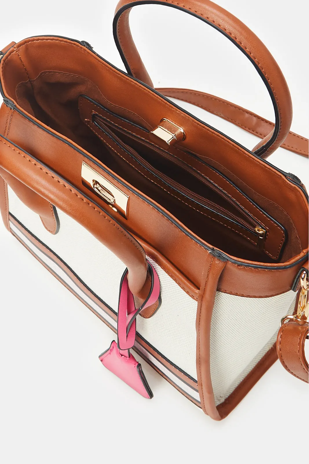 Women Beige Canvas Day Bag