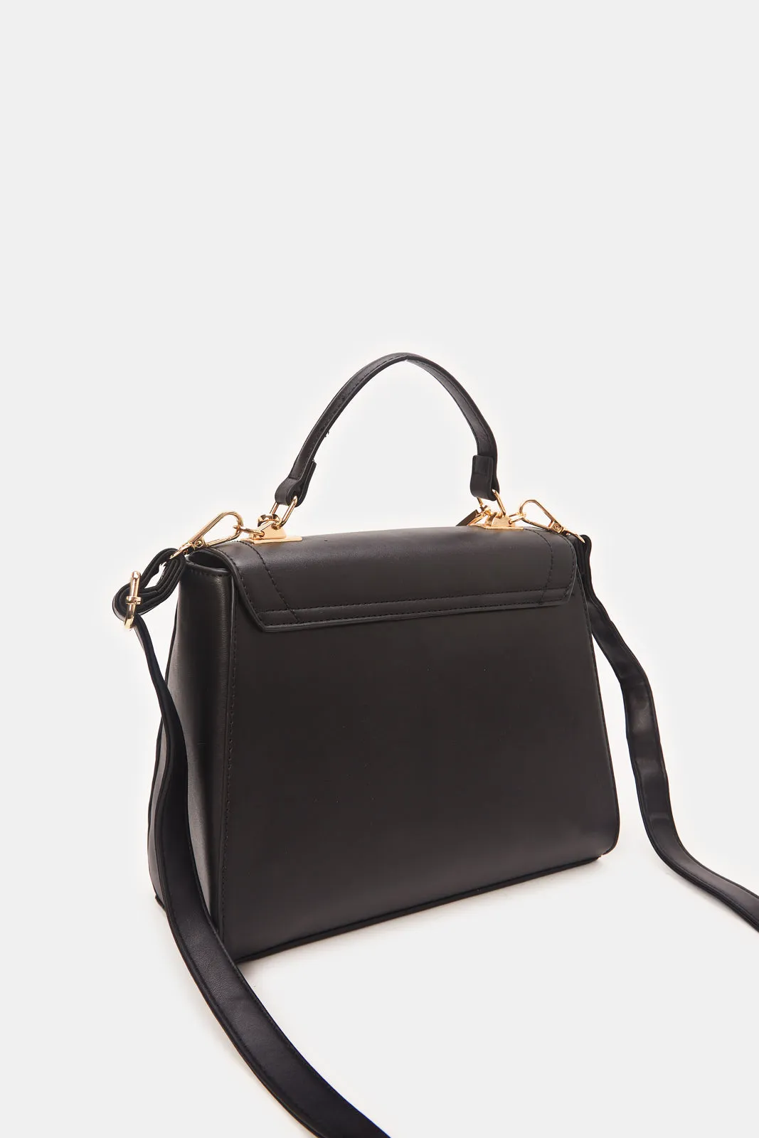 Women Black Pleated Day Bag